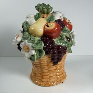 Gibson Fruit Flour Cookie Jar Cookie Jar  Pineapple, Grapes, Apple Vintage Asis